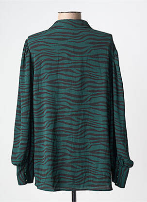 Chemisier tissage crêpe manches longues vert GRACE & MILA femme