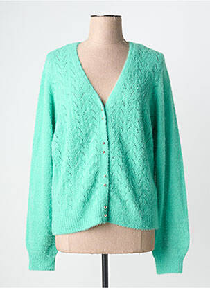 Gilet manches longues maille maille poilu vert MORGAN femme
