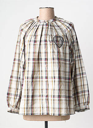 Chemisier coupe droite manches longues beige STUDIO PARISIEN femme