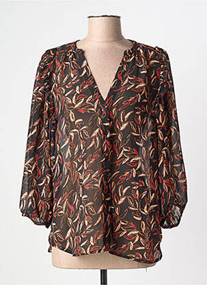 Chemisier imprimé fleurs manches 3/4 noir GRACE & MILA femme