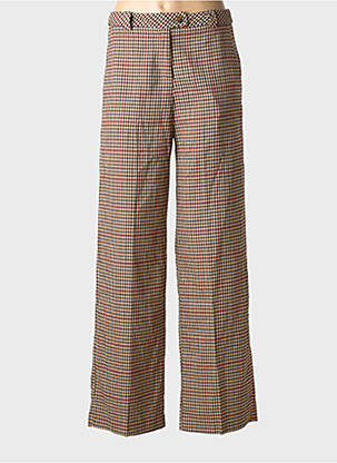 Pantalon large fermeture zippée sous rabat boutonné taille haute marron GRACE & MILA femme