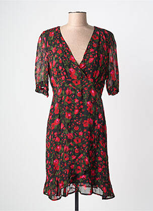 Robe mi-longue imprimé fantaisie manches courtes rouge LA PETITE ETOILE femme