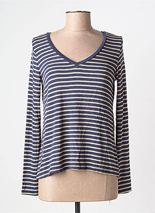 T-shirt col v manches longues bleu PAKO LITTO femme