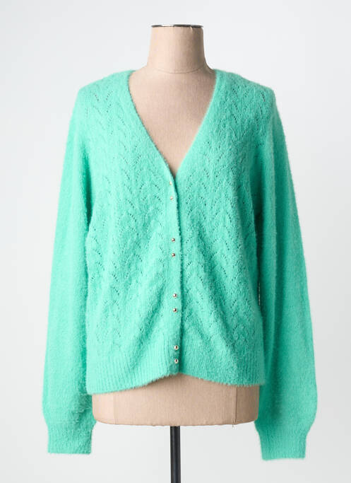 Gilet manches longues coupe cintrée vert MORGAN femme