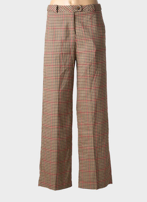 Pantalon large fermeture zippée sous rabat boutonné taille haute marron GRACE & MILA femme