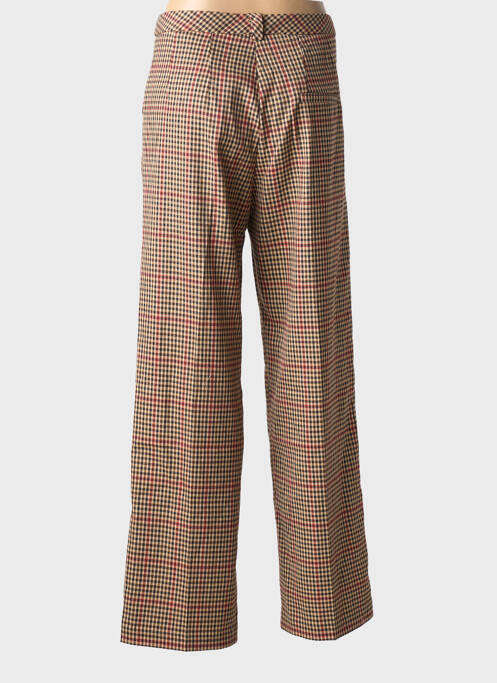 Pantalon large fermeture zippée sous rabat boutonné taille haute marron GRACE & MILA femme