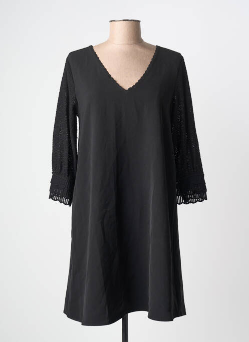 Robe courte manches 3/4 manches 3/4 noir GRACE & MILA femme