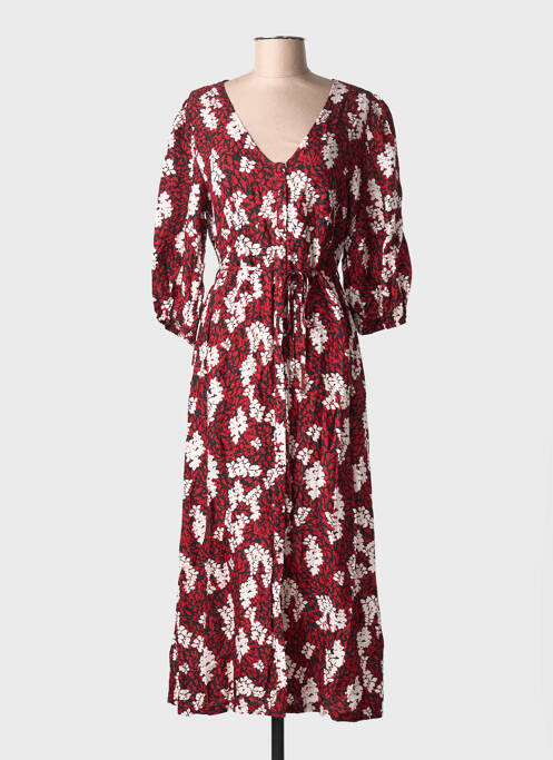 Robe longue imprimé fleurs manches 3/4 rouge GRACE & MILA femme