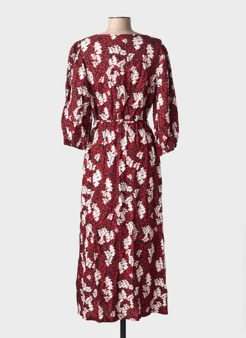 Robe longue imprimé fleurs manches 3/4 rouge GRACE & MILA femme