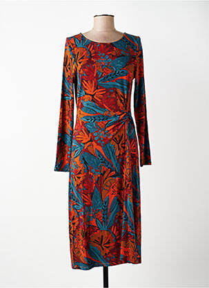 Robe mi-longue imprimé fantaisie manches longues bleu SURKANA femme