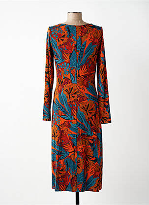 Robe mi-longue imprimé fantaisie manches longues bleu SURKANA femme
