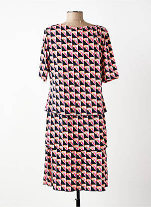 Robe mi-longue imprimé fantaisie manches courtes bleu BETTY BARCLAY femme