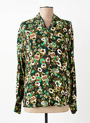 Chemisier tissage crêpe manches longues vert SIGNE NATURE femme