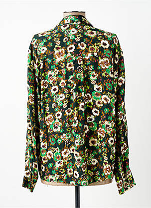Chemisier tissage crêpe manches longues vert SIGNE NATURE femme