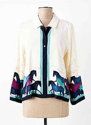 Chemisier tissage crêpe manches longues beige NICE THINGS femme