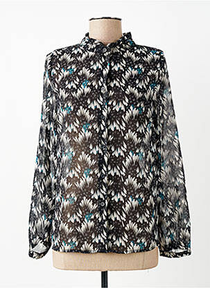 Chemisier tissage crêpe manches longues noir LA FEE MARABOUTEE femme