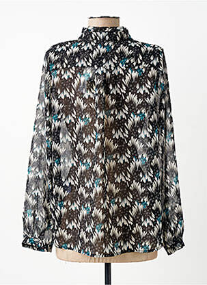 Chemisier tissage crêpe manches longues noir LA FEE MARABOUTEE femme