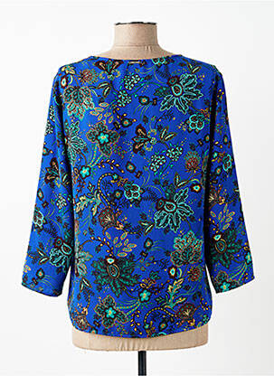 Blouse col rond manches 3/4 bleu ONE STEP femme