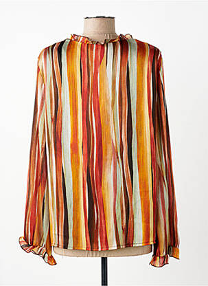 Top tissage crêpe manches longues orange SIGNE NATURE femme