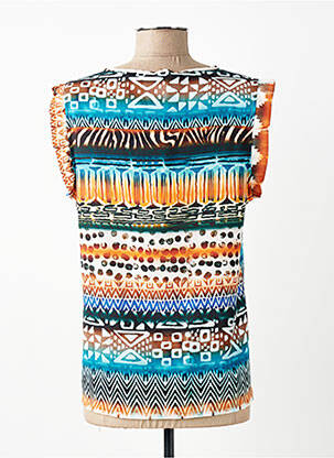 Top tissage crêpe manches courtes bleu SIGNE NATURE femme