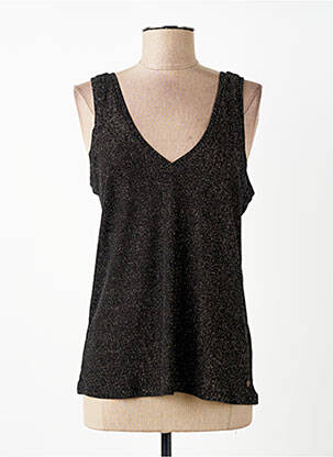 Top coupe cintrée sans manche noir GARCIA femme