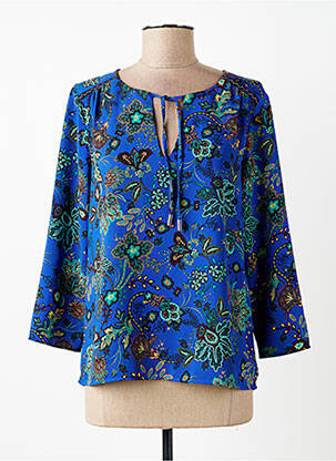 Blouse col rond manches 3/4 bleu ONE STEP femme