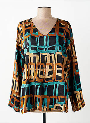 Blouse imprimé fantaisie manches longues marron LA FEE MARABOUTEE femme