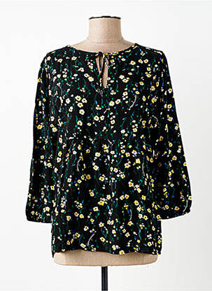 Blouse tissage popeline manches 3/4 noir STREET ONE femme