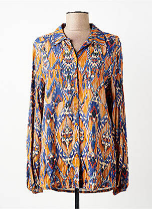 Chemisier imprimé fantaisie manches longues bleu SIGNE NATURE femme