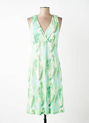 Robe mi-longue imprimé fantaisie sans manche vert SURKANA femme