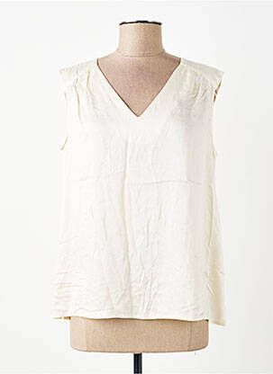 Top col v sans manche blanc SIGNE NATURE femme