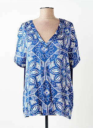 Top imprimé fantaisie manches courtes bleu MARINA V femme