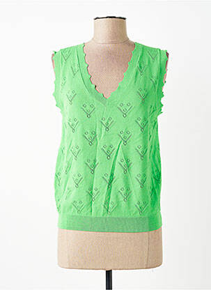 Top coupe cintrée sans manche vert GARCIA femme