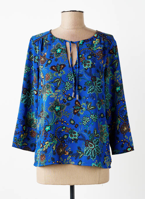 Blouse col rond manches 3/4 bleu ONE STEP femme