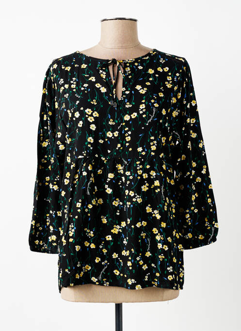 Blouse tissage popeline manches 3/4 noir STREET ONE femme