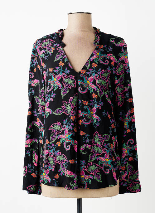 Blouse tissage popeline manches longues noir SUD EXPRESS femme