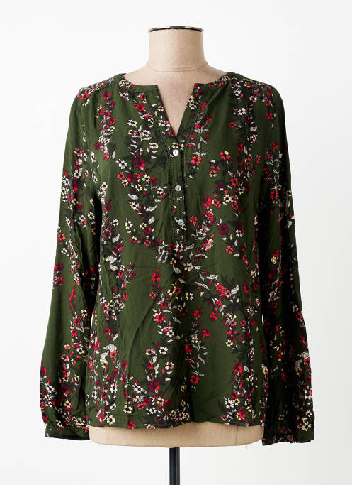 Blouse tissage popeline manches longues vert S.OLIVER femme