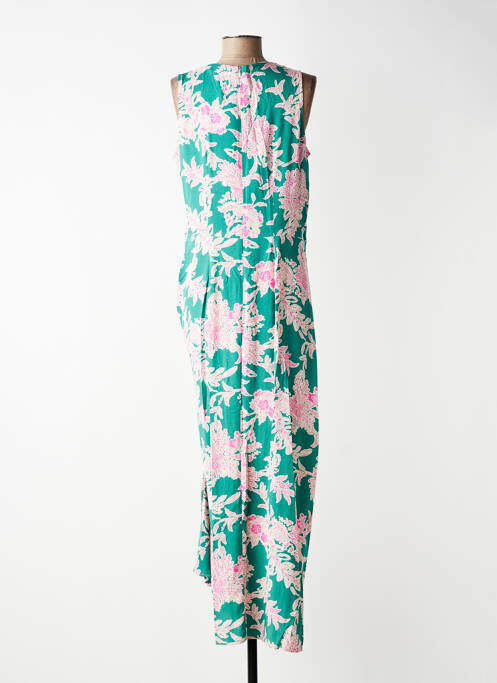 Robe longue imprimé fantaisie sans manche vert LA FEE MARABOUTEE femme