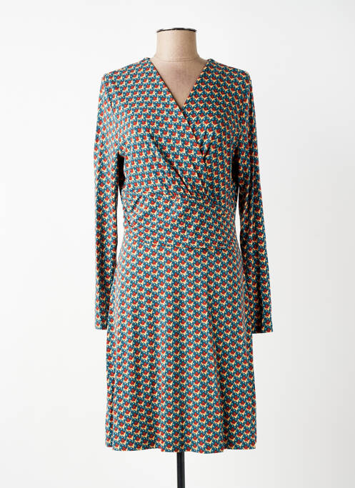 Robe mi-longue imprimé fantaisie manches longues bleu SURKANA femme