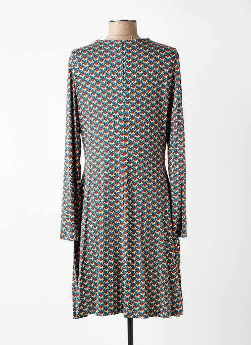 Robe mi-longue imprimé fantaisie manches longues bleu SURKANA femme