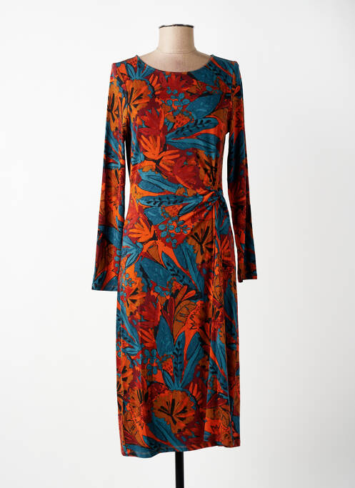 Robe mi-longue imprimé fantaisie manches longues bleu SURKANA femme