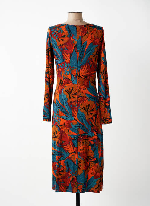 Robe mi-longue imprimé fantaisie manches longues bleu SURKANA femme