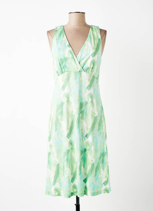 Robe mi-longue imprimé fantaisie sans manche vert SURKANA femme
