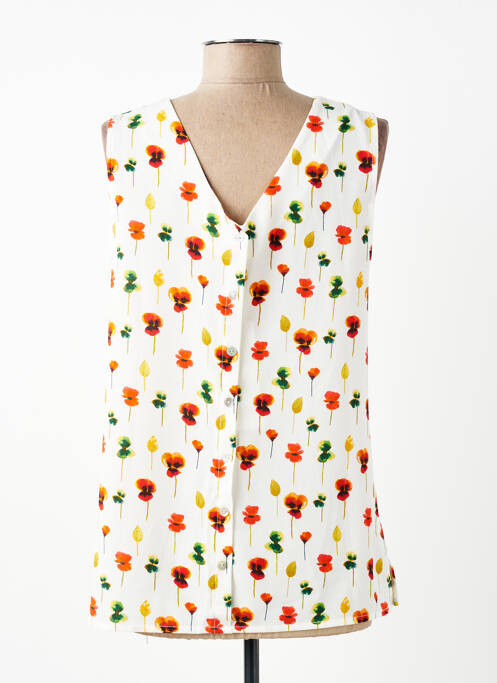 Top imprimé fantaisie sans manche blanc SIGNE NATURE femme