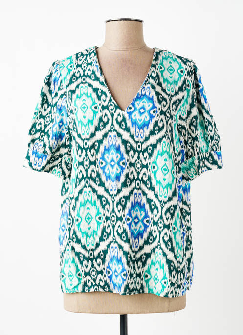 Top imprimé fantaisie manches courtes bleu LA FEE MARABOUTEE femme