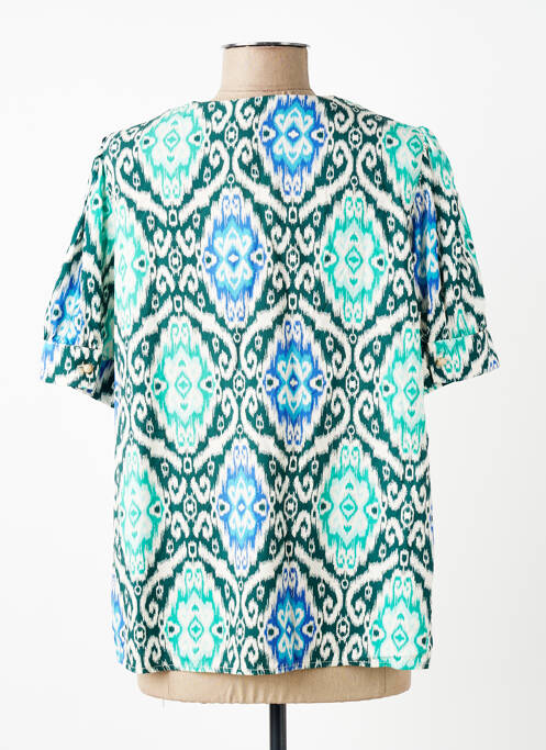 Top imprimé fantaisie manches courtes bleu LA FEE MARABOUTEE femme