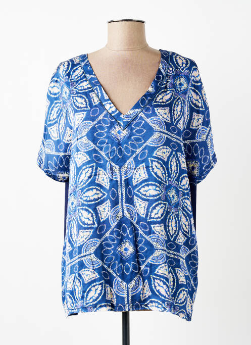 Top imprimé fantaisie manches courtes bleu MARINA V femme