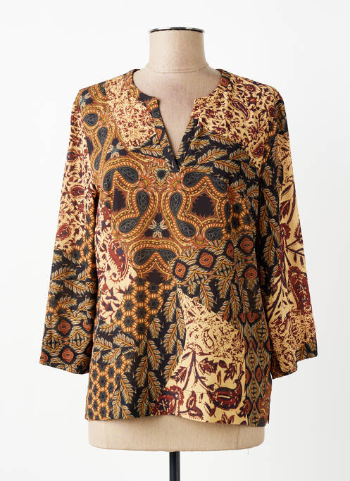 Top stretch manches 3/4 marron SIGNE NATURE femme