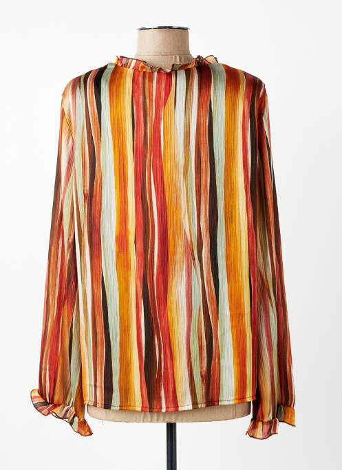 Top col v manches longues orange SIGNE NATURE femme