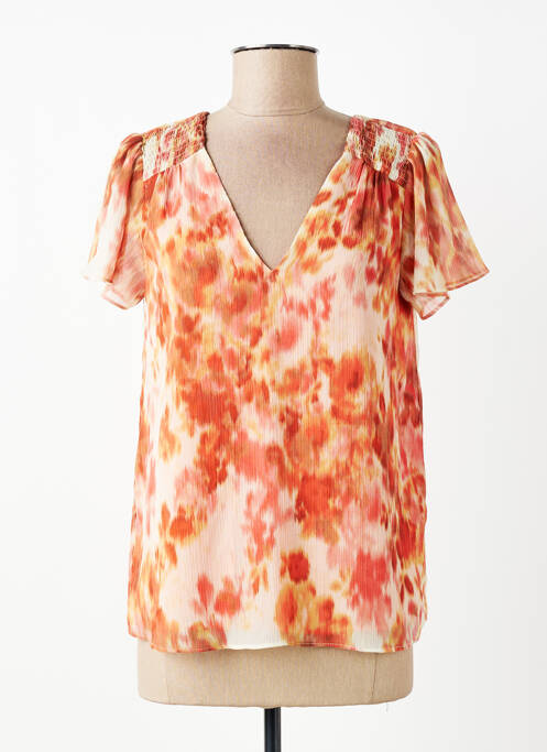 Top imprimé fantaisie manches courtes orange SUD EXPRESS femme